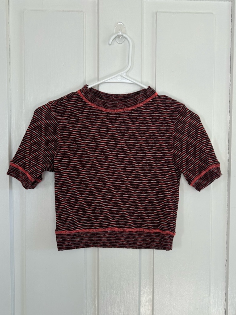 Free People Kids Short Sleeve Striped Knit Top in Black and Pink